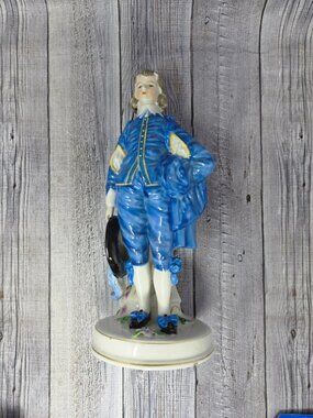 Vintage Japan Porcelain Gainsborough's Blue Boy in Colonial Attire  1970s   8.5"